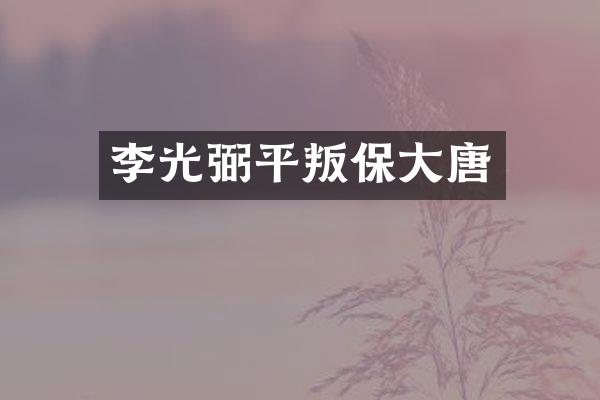 李光弼平叛保大唐