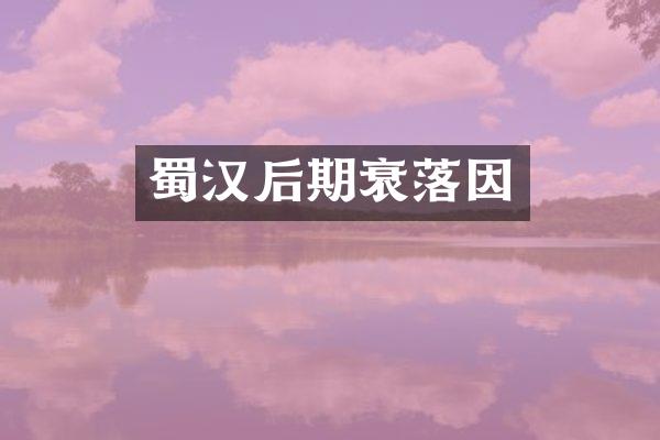 蜀汉后期衰落因