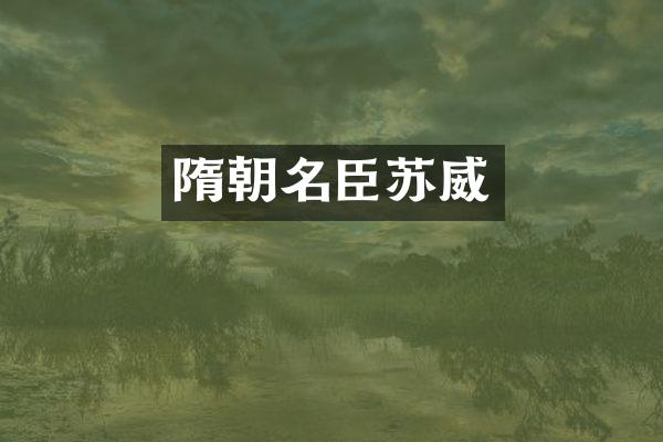 隋朝名臣苏威