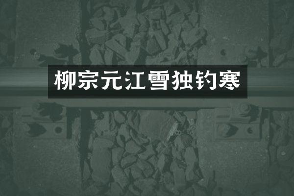 柳宗元江雪独钓寒