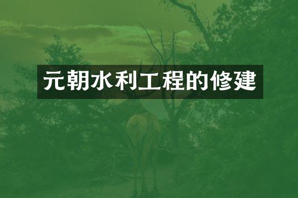 元朝水利工程的修建