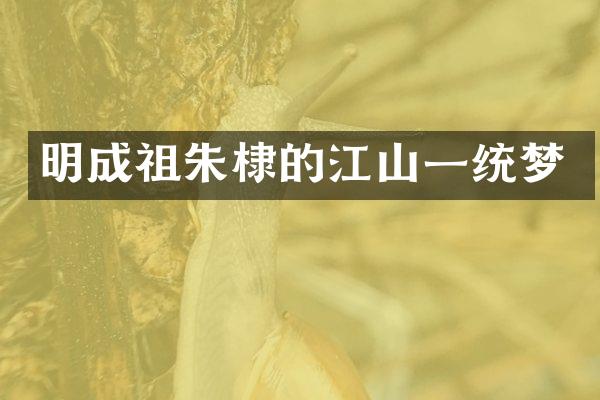 明成祖朱棣的江山一统梦