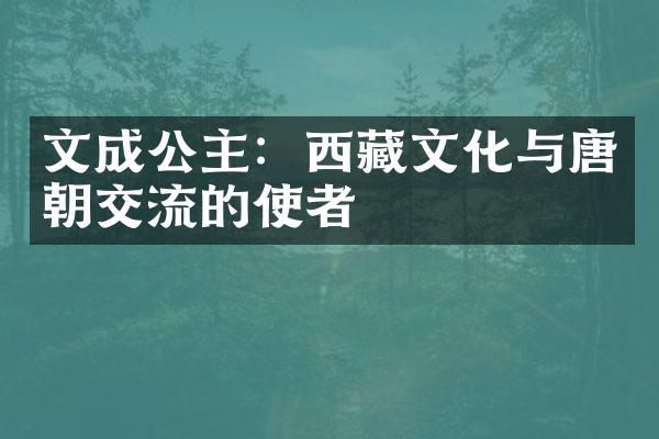 文成公主：西藏文化与唐朝交流的使者