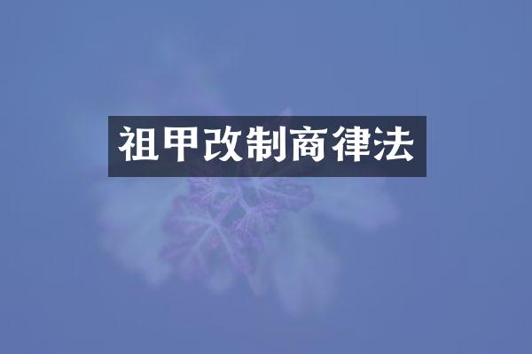 祖甲改制商律法