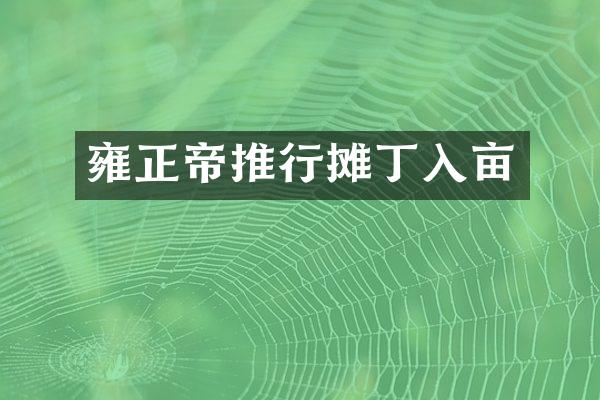 雍正帝推行摊丁入亩