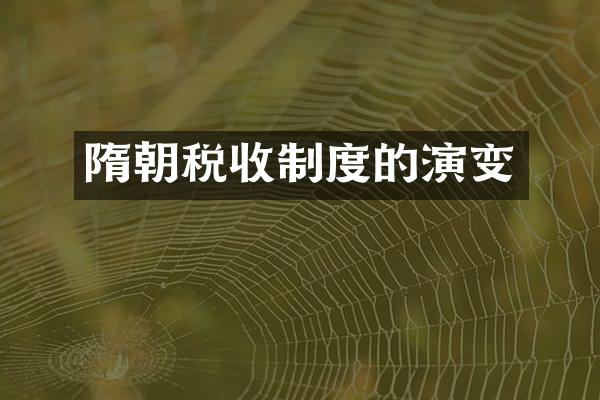 隋朝税收制度的演变