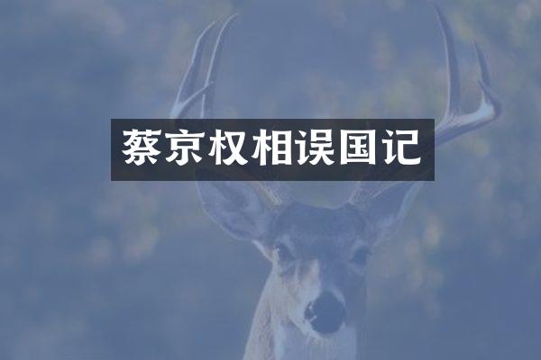 蔡京权相误国记