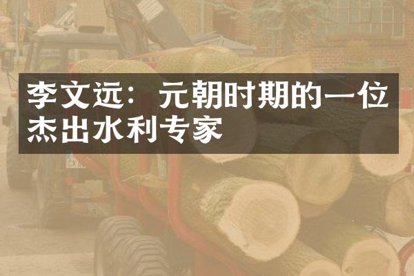 李文远：元朝时期的一位杰出水利专家