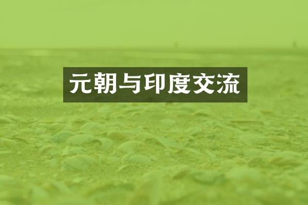 元朝与印度交流