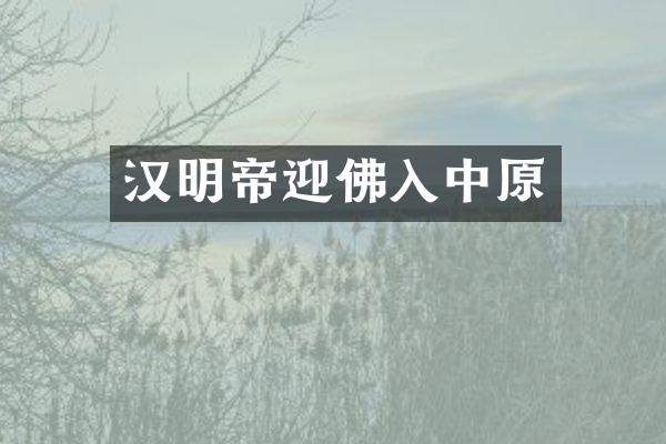 汉明帝迎佛入中原