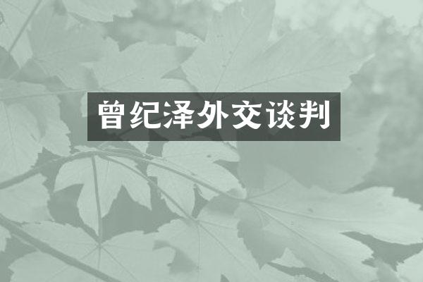 曾纪泽外交谈判