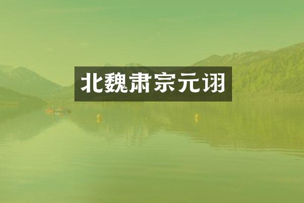 北魏肃宗元诩