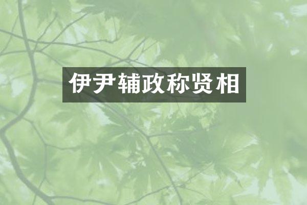 伊尹辅政称贤相