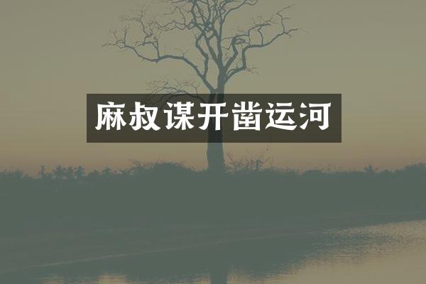 麻叔谋开凿运河