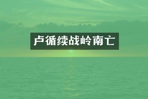 卢循续战岭南亡