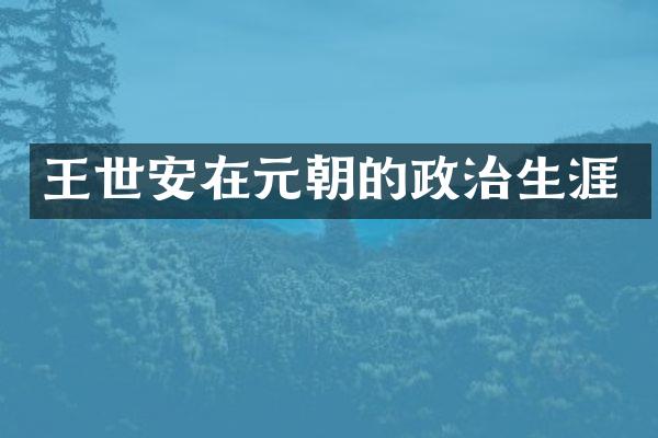 王世安在元朝的政治生涯