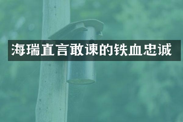 海瑞直言敢谏的铁血忠诚