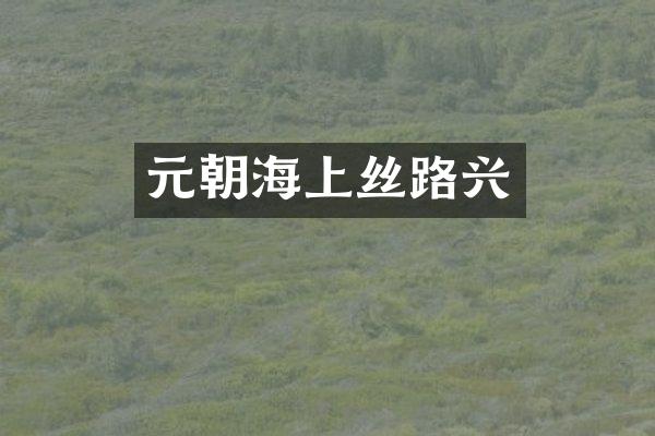 元朝海上丝路兴