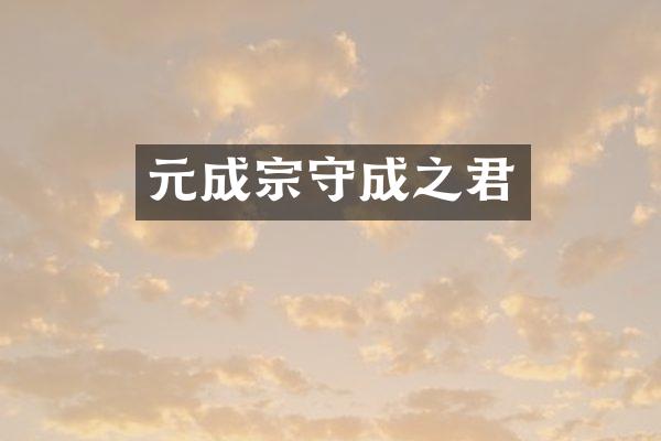 元成宗守成之君