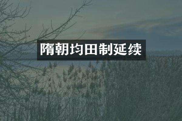 隋朝均田制延续
