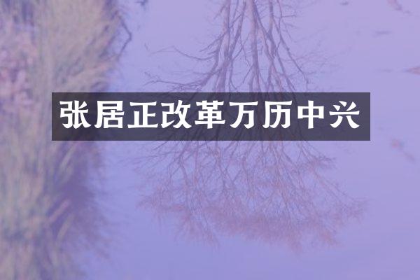 张居正改革万历中兴