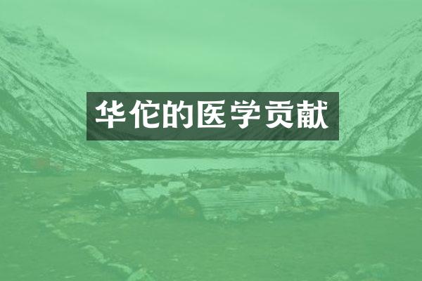 华佗的医学贡献