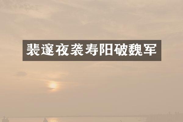 裴邃夜袭寿阳破魏军
