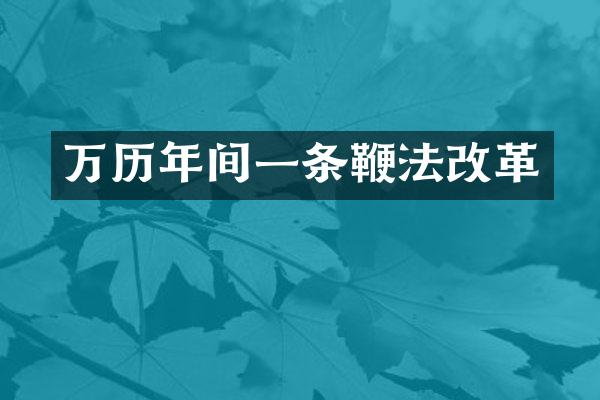 万历年间一条鞭法改革