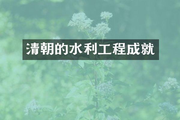 清朝的水利工程成就