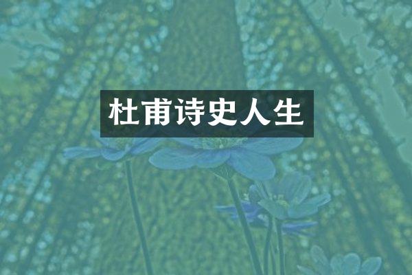 杜甫诗史人生