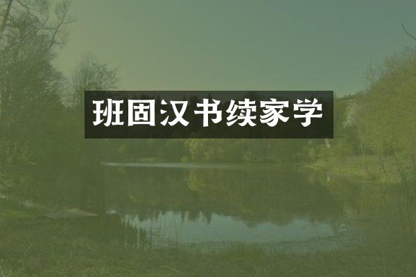 班固汉书续家学