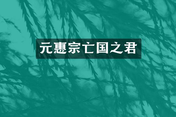 元惠宗亡国之君