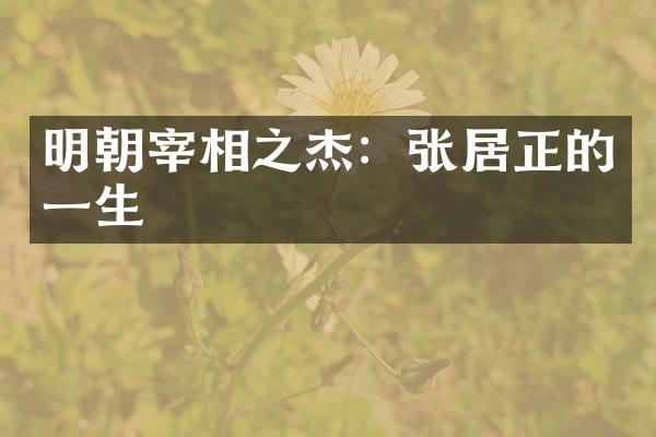 明朝宰相之杰：张居正的一生