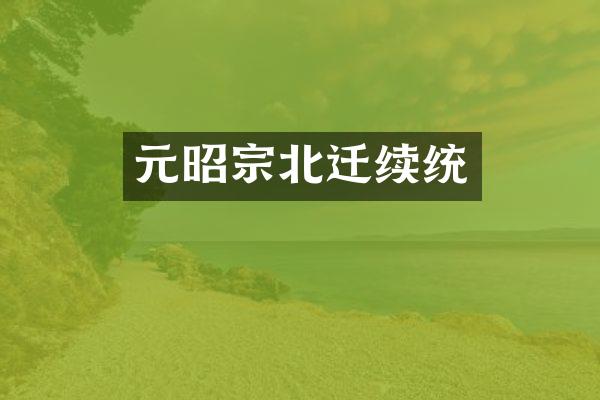 元昭宗北迁续统