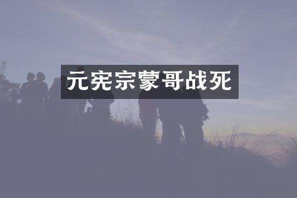 元宪宗蒙哥战死