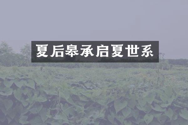 夏后皋承启夏世系