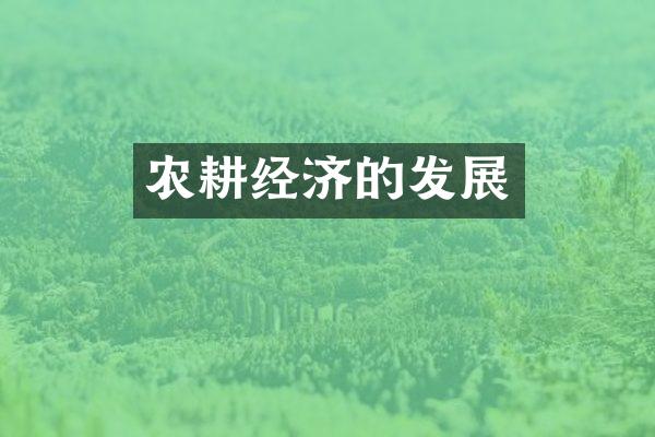 农耕经济的发展