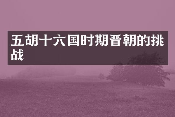五胡十六国时期晋朝的挑战