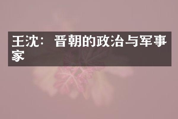 王沈：晋朝的政治与军事家