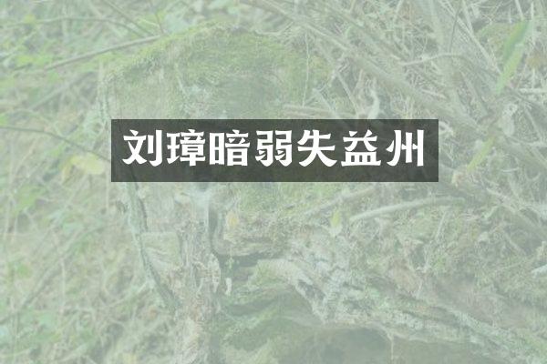 刘璋暗弱失益州