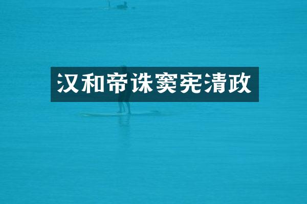 汉和帝诛窦宪清政