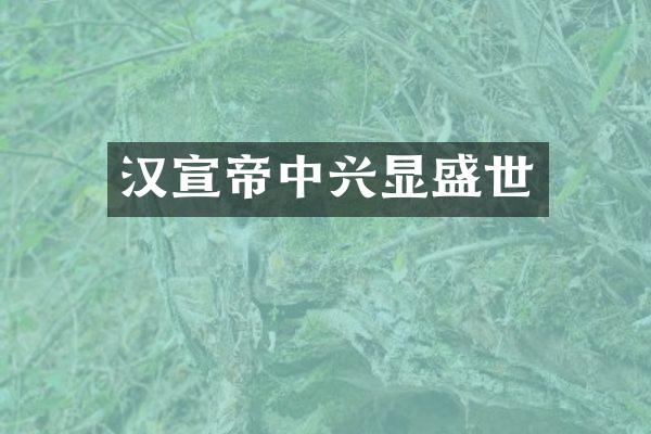 汉宣帝中兴显盛世