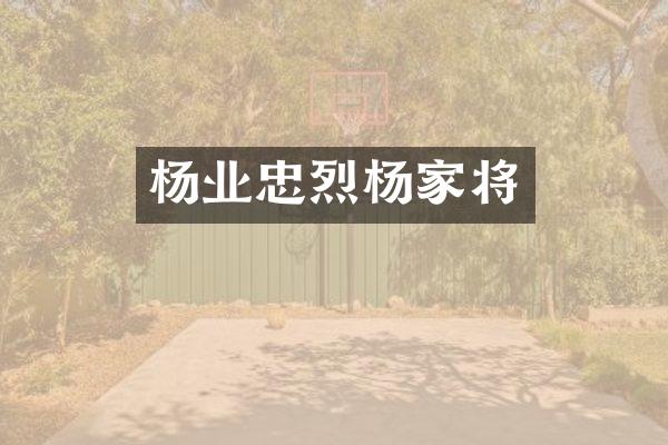 杨业忠烈杨家将