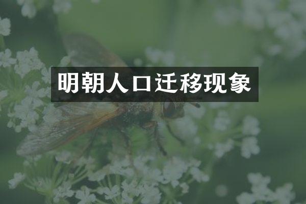 明朝人口迁移现象