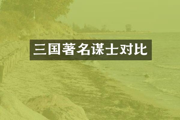 三国著名谋士对比