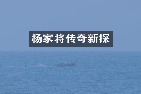杨家将传奇新探