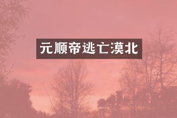 元顺帝逃亡漠北