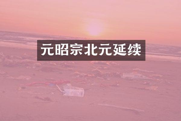 元昭宗北元延续