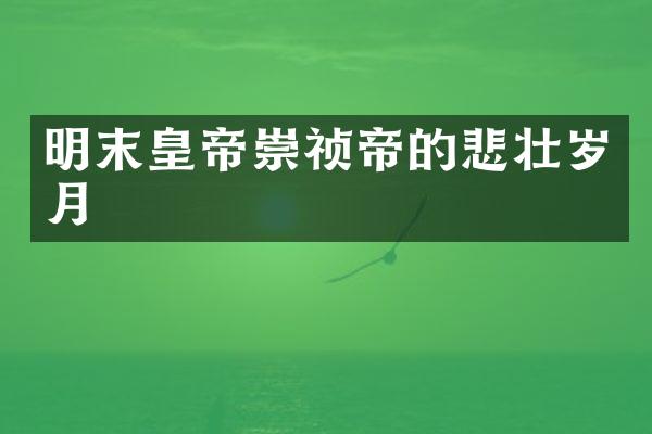明末皇帝崇祯帝的悲壮岁月