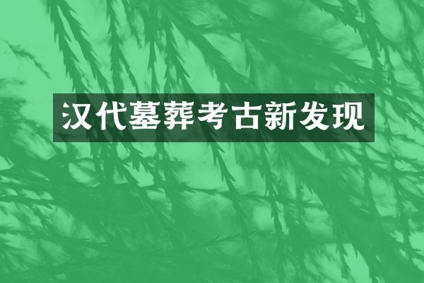 汉代墓葬考古新发现